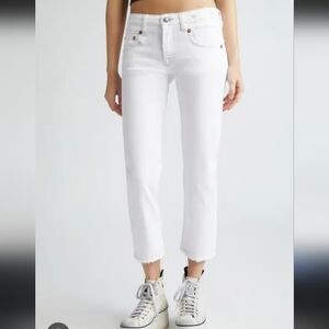 R13 Japanese Denim Made in Italy Slim Straight Cropped Ankle Distressed Jeans